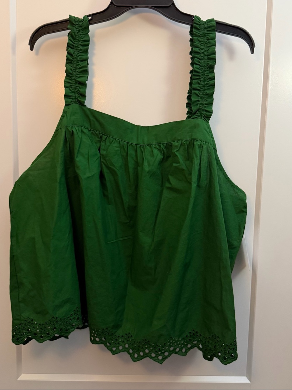 3XL Green Eyelet Ruffled Strap Tank Top - Picture 2 of 4